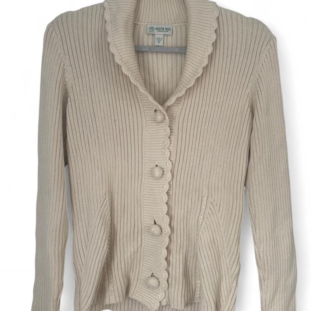 Austin-reed Women's Cream and Tan Cardigan